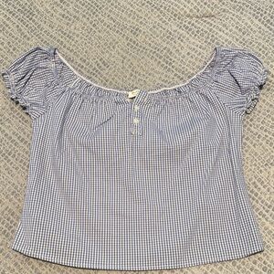 Brandy Melville Blue Checkered Blouse